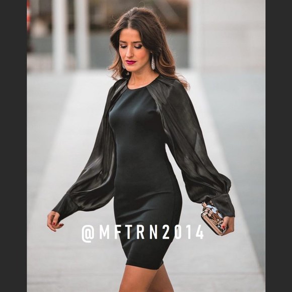 Zara Dresses & Skirts - ZARA Fitted Dress with Balloon Sleeves